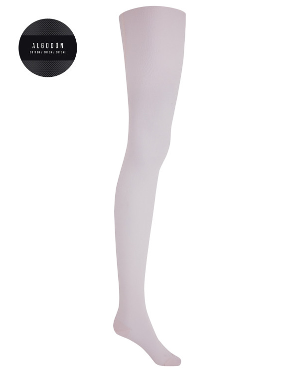 Collants coton uni Couleur Rose - 1