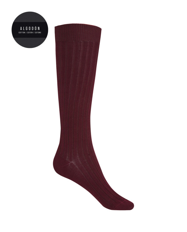 Chaussettes en coton côtelé Couleur Bordeaux - 1