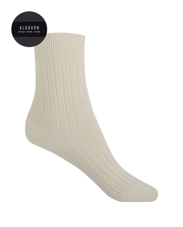 Chaussettes en coton côtelé Couleur Beige - 1