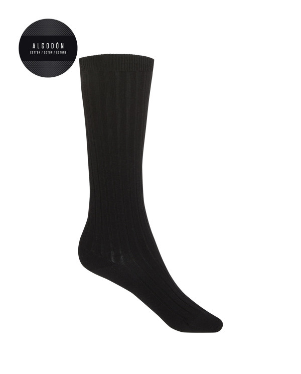 Chaussettes en coton côtelé Couleur Noir - 1