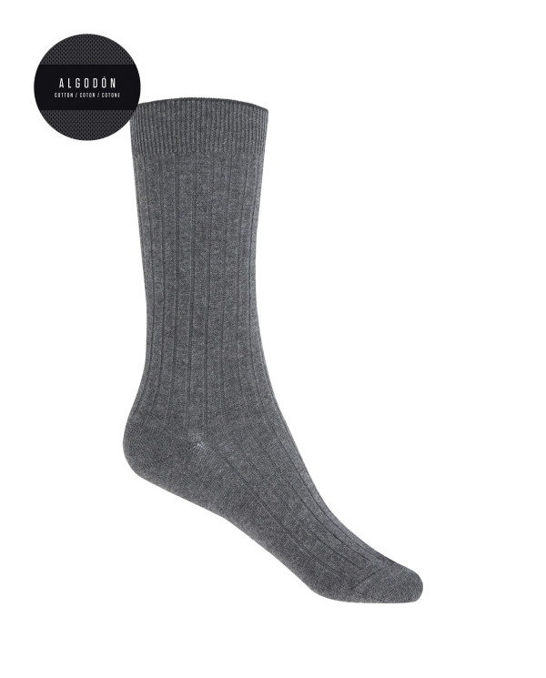 Ribbed cotton socks Color Grey - 1