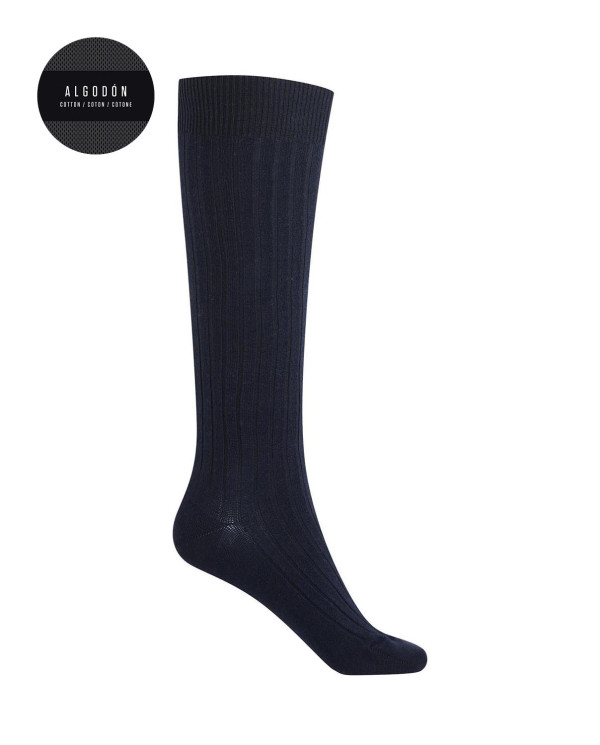 Chaussettes en coton côtelé Couleur Bleu marine - 1