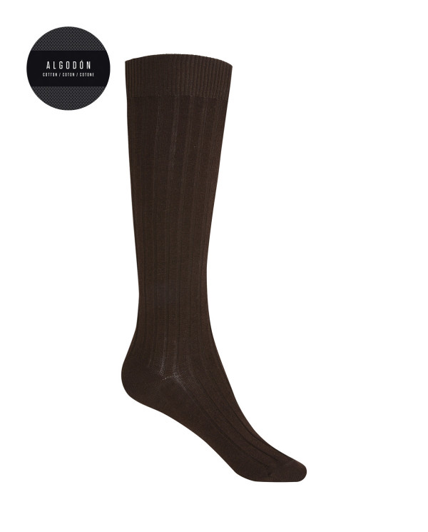 Chaussettes en coton côtelé Couleur Marron - 1