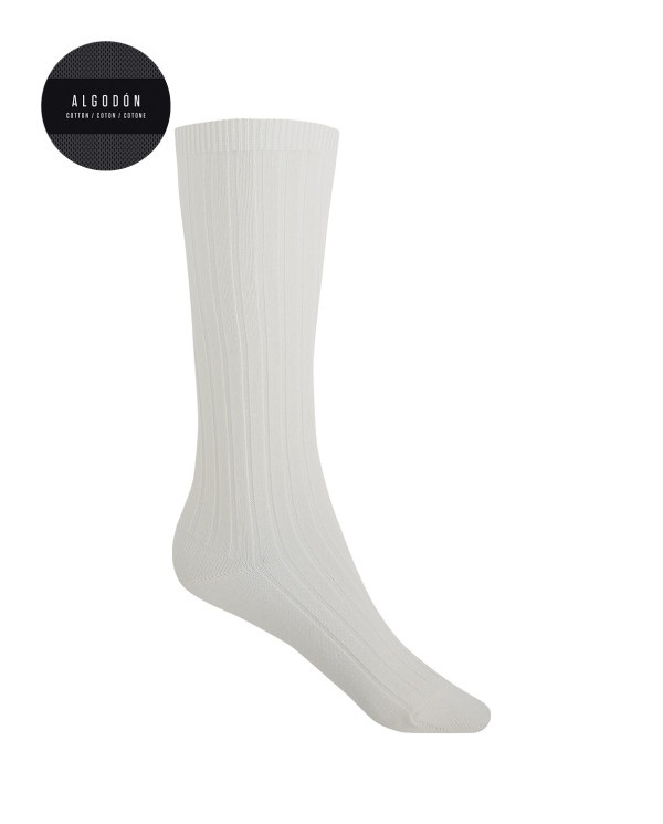 Chaussettes en coton côtelé Couleur Écru - 1