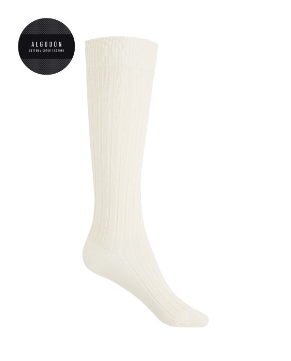 Chaussettes en coton côtelé Couleur Beige - 1