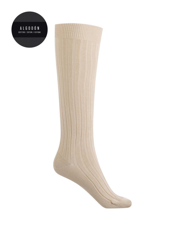 Chaussettes en coton côtelé Couleur Beige - 1