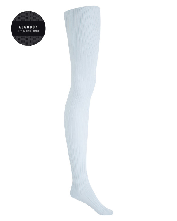 Ribbed cotton tights Color Blue - 1