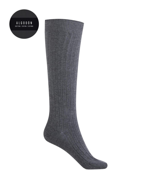 Chaussettes en coton côtelé Couleur Gris - 1