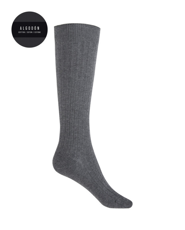 Chaussettes en coton côtelé Couleur Gris - 1