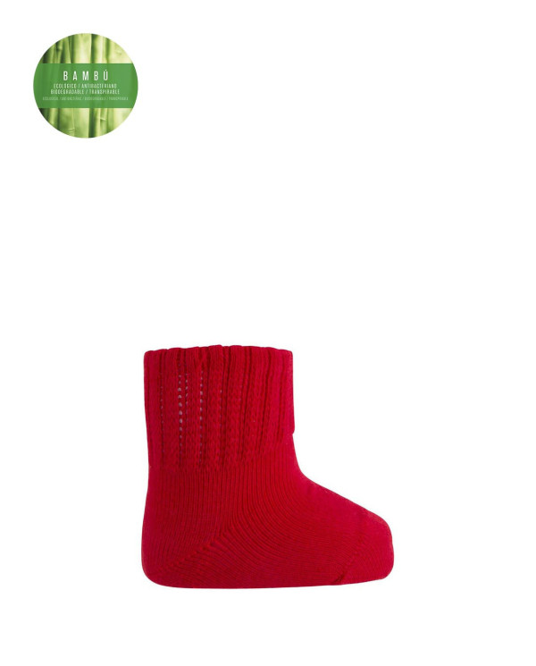 Chaussettes unies en bambou - revers anti-pression Couleur Rouge - 1