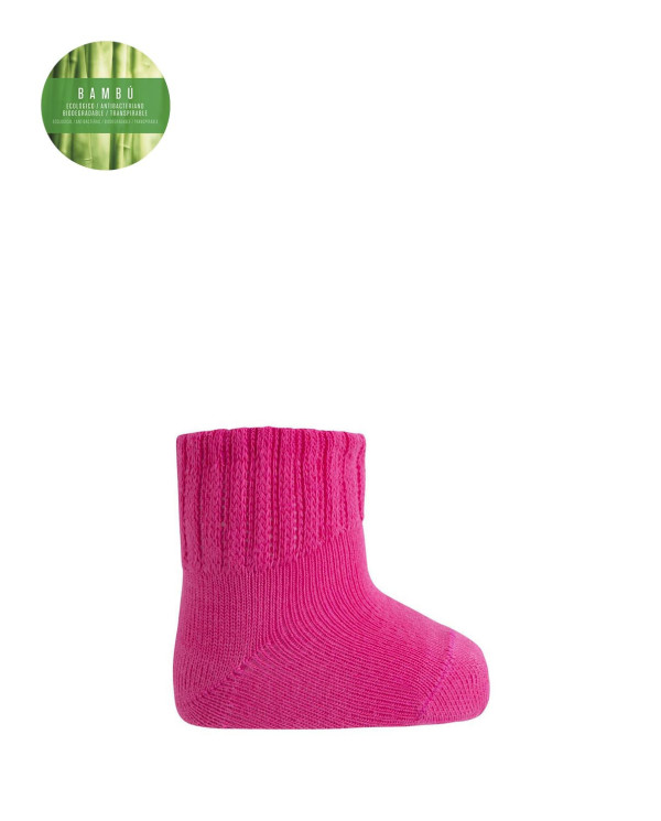 Chaussettes unies en bambou - revers anti-pression Couleur Fuchsia - 1