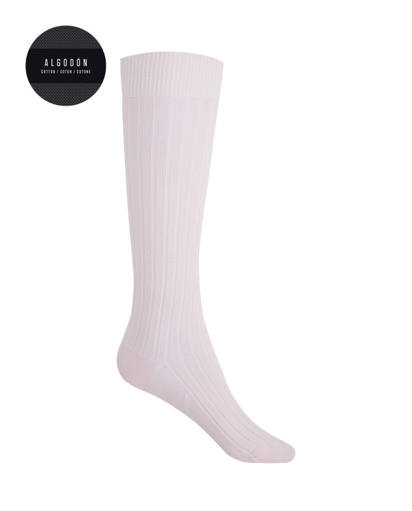 Chaussettes en coton côtelé Couleur Rose - 1