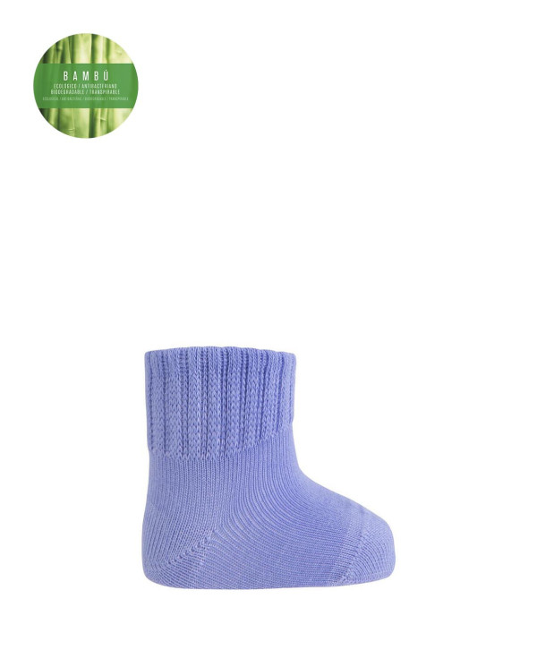 Chaussettes unies en bambou - revers anti-pression Couleur Bleu - 1