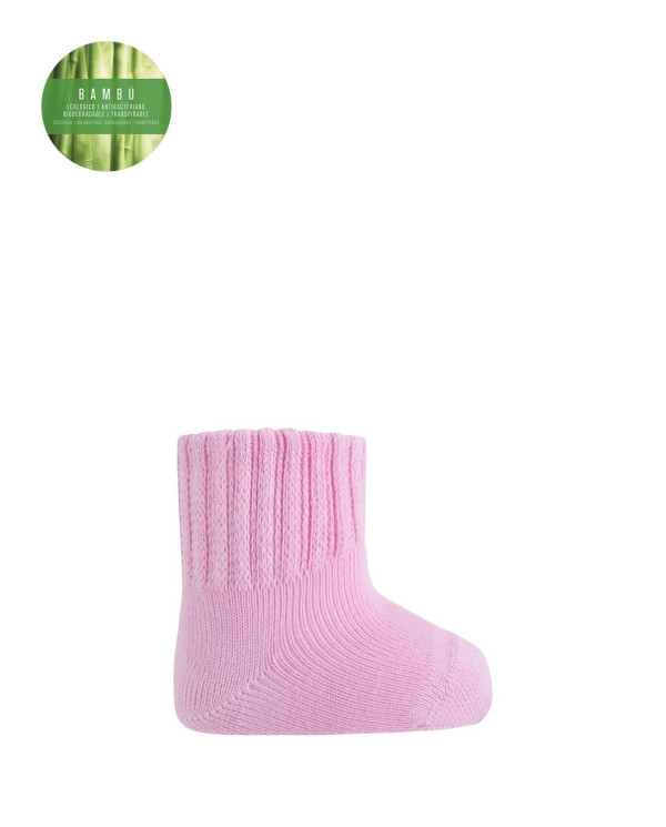 Chaussettes unies en bambou - revers anti-pression Couleur Rose - 1