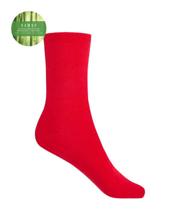 Chaussettes unies en bambou Couleur Rouge - 1