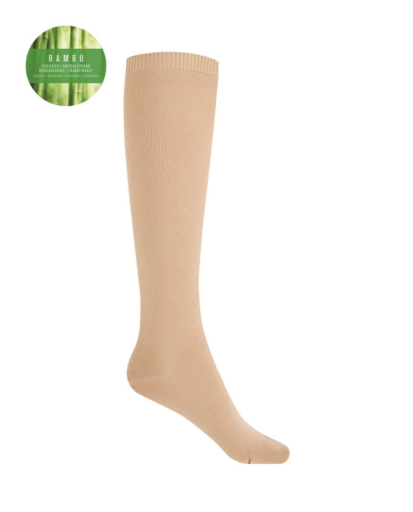 Chaussettes unies en bambou Couleur Beige - 1