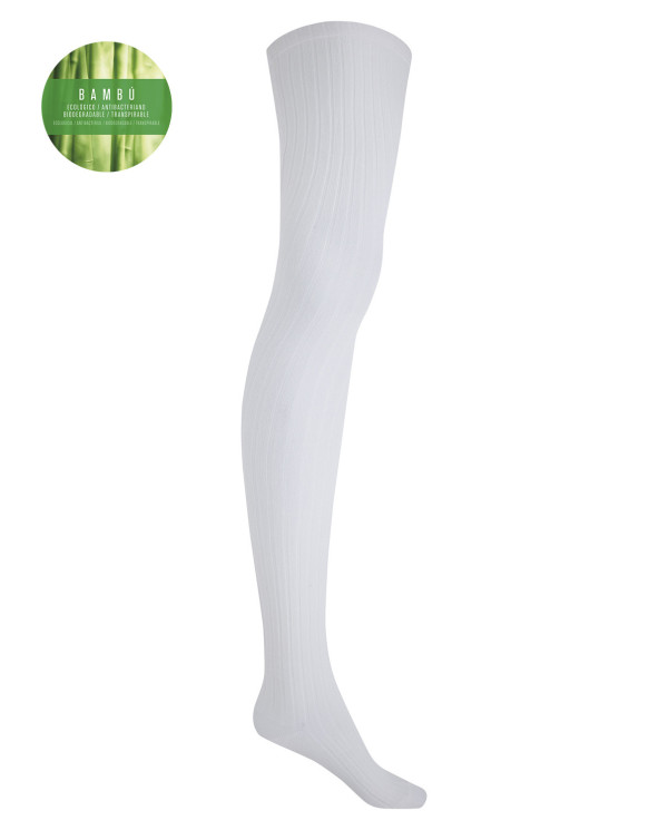 Rich ribbed bamboo tights Color White - 1