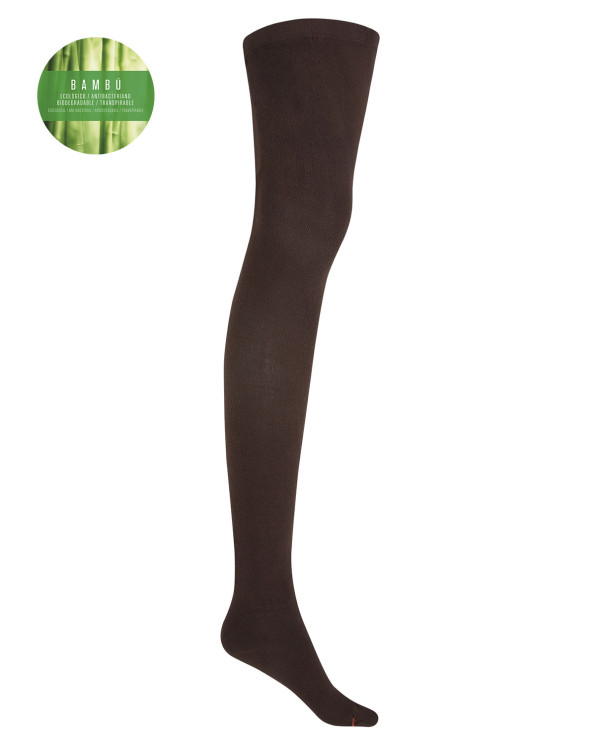 Collants lisses en bambou Couleur Marron - 1