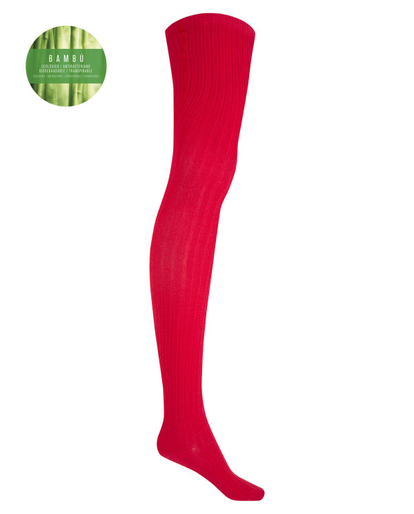 Rich ribbed bamboo tights Color Red - 1