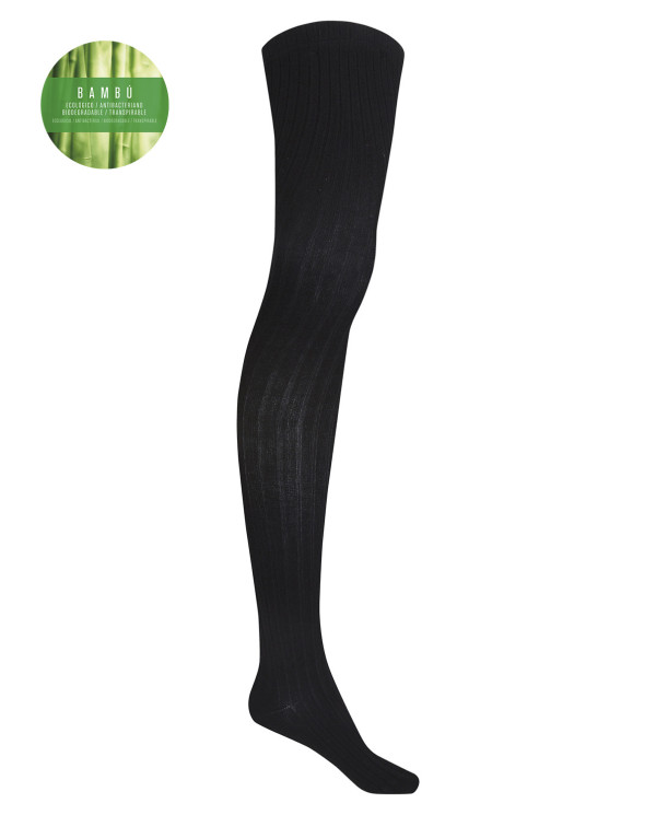 Rich ribbed bamboo tights Color Black - 1