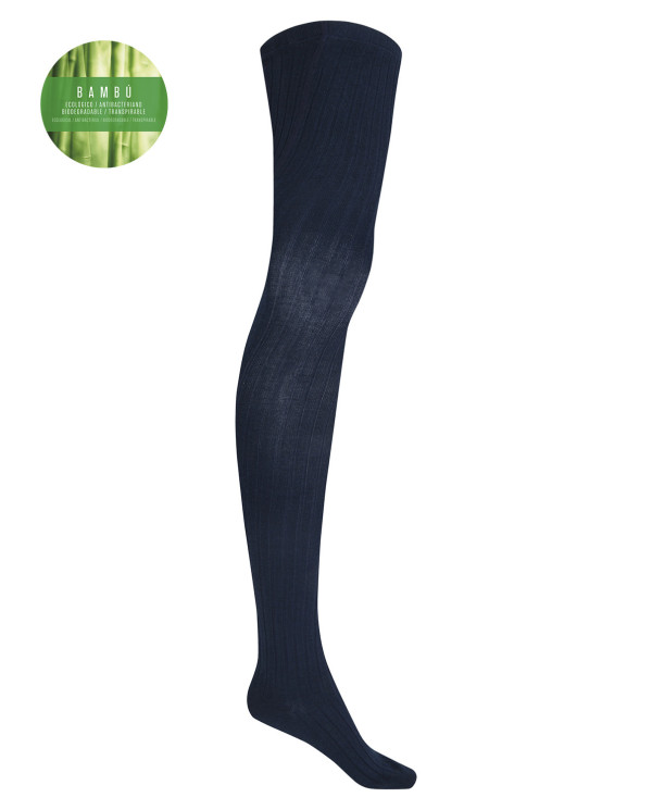 Rich ribbed bamboo tights Color Navy - 1