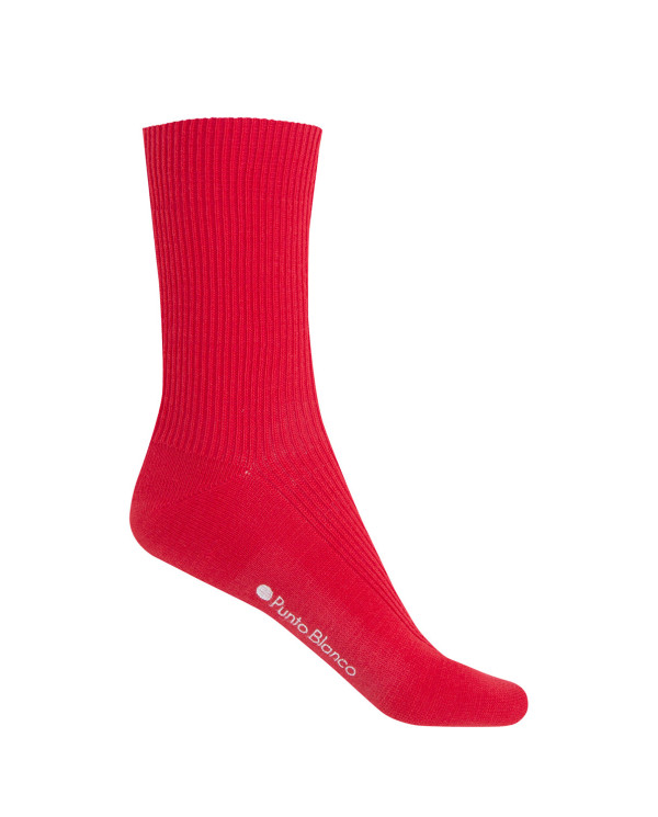 Chaussettes ourlet côtelé Couleur Rouge - 1