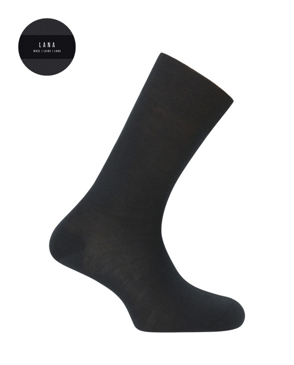 Chaussettes unies en super laine mérinos - Élastique Couleur Noir - 1