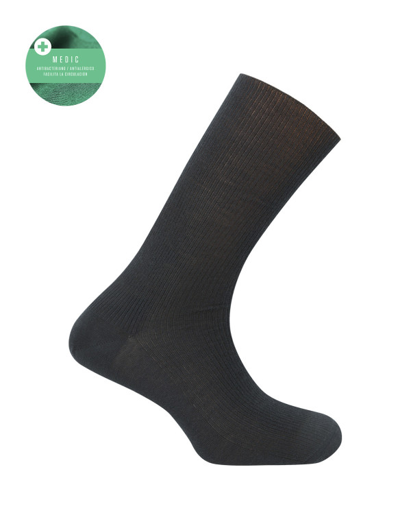 Chaussettes côtelées en super laine mérinos - Medic Couleur Noir - 1