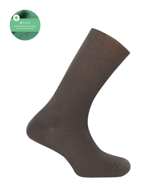 Chaussettes côtelées en super laine mérinos - Medic Couleur Marron - 1