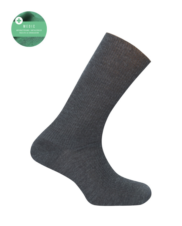 Chaussettes côtelées en super laine mérinos - Medic Couleur Gris fonce - 1