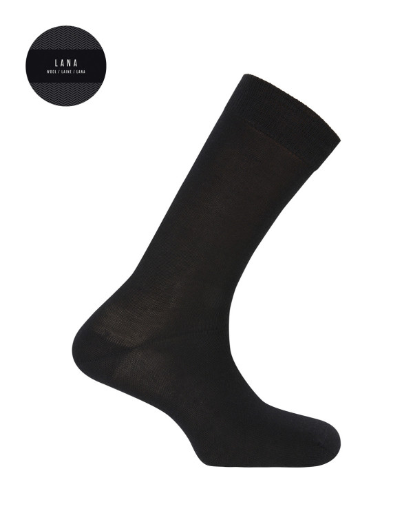 Chaussettes unies en super laine mérinos - First Class Couleur Noir - 1