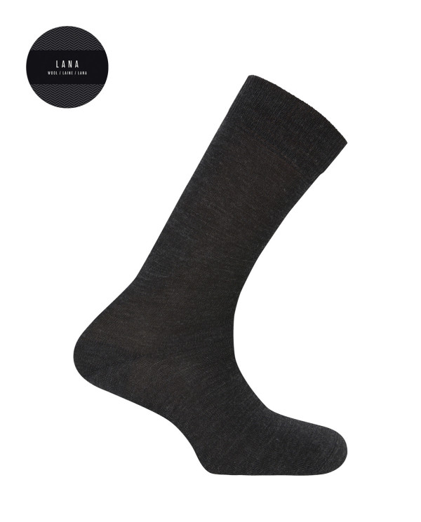 Chaussettes unies en super laine mérinos - First Class Couleur Gris fonce - 1