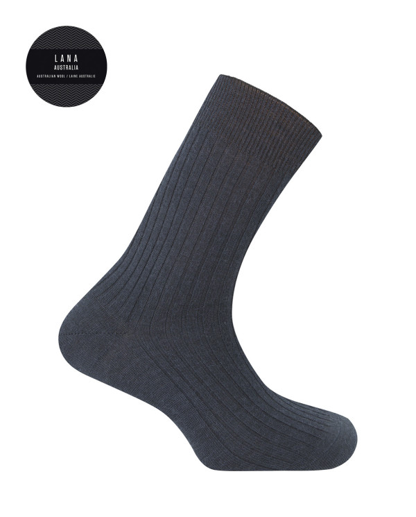 100% ribbed wool socks Color Navy - 1