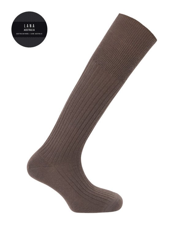 100% ribbed wool socks Color Brown - 1