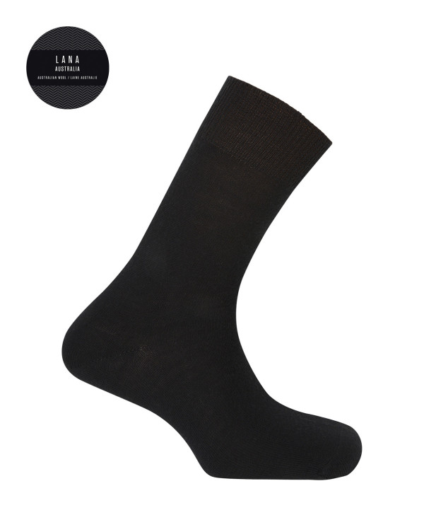 Chaussettes 100% laine unie Couleur Noir - 1