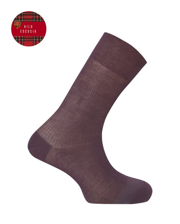 Chaussettes côtelées en fil écossais Couleur Bordeaux - 1