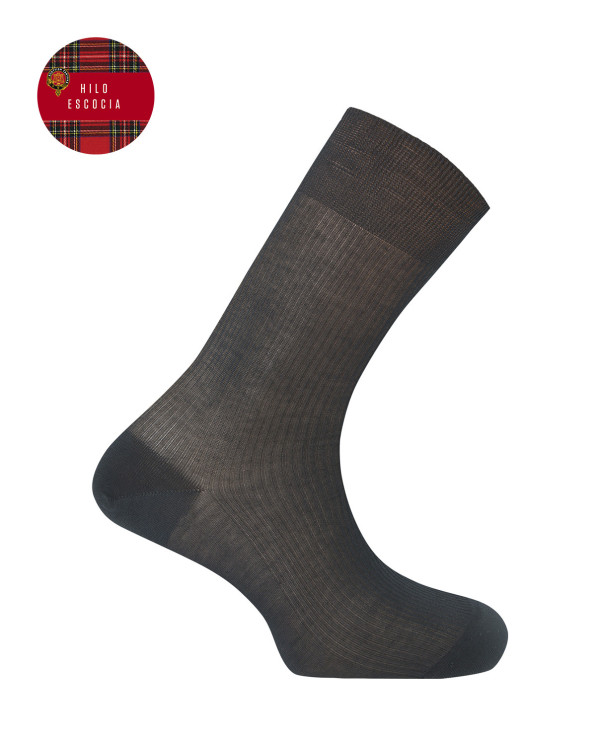 Chaussettes côtelées en fil écossais Couleur Noir - 1