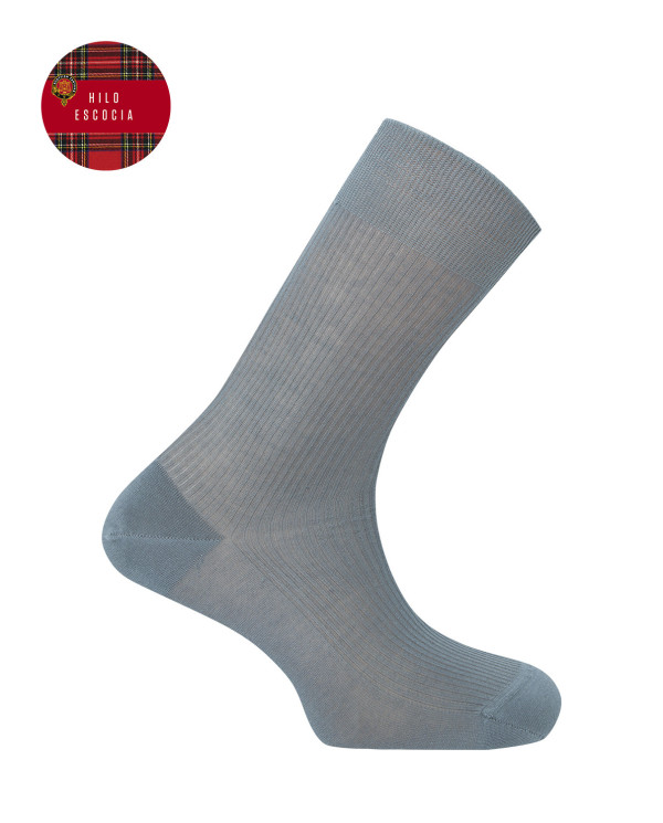 Chaussettes côtelées en fil écossais Couleur Gris - 1