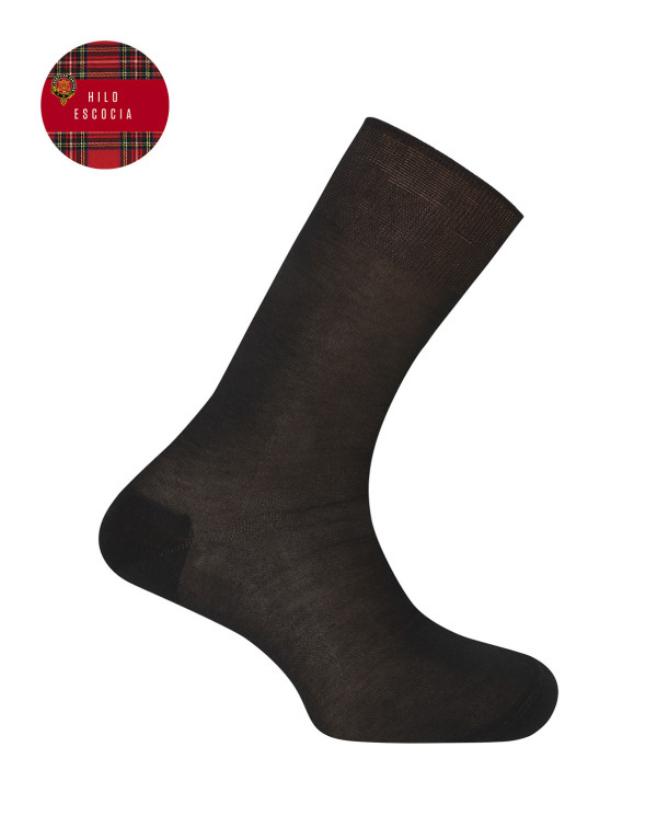 Chaussettes unies en fil d'Ecosse Couleur Noir - 1