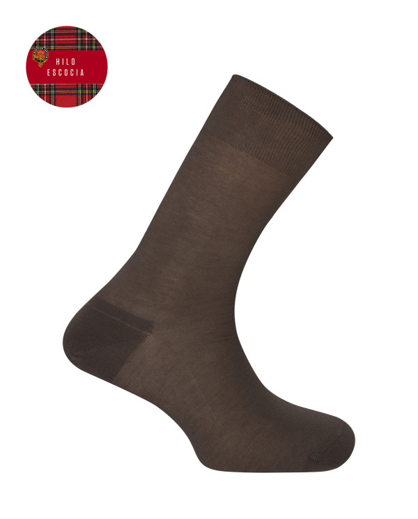 Chaussettes unies en fil d'Ecosse Couleur Marron - 1