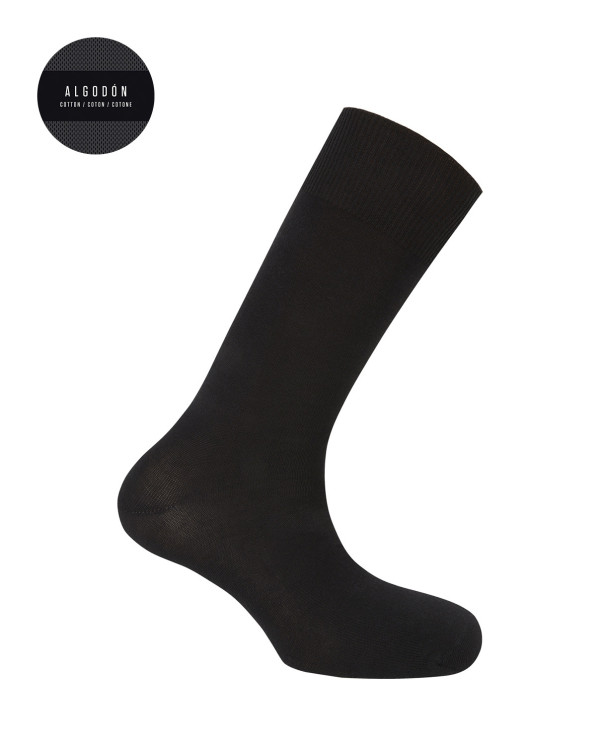 Chaussettes unies en coton Couleur Noir - 1