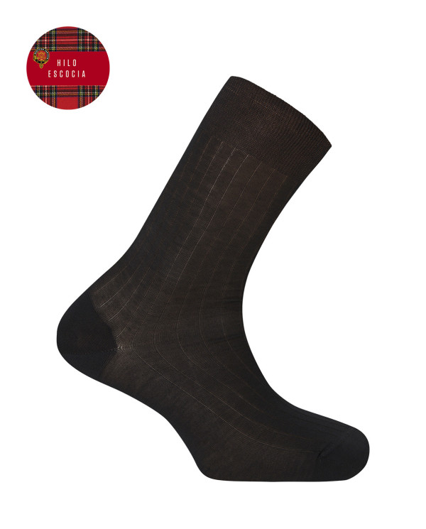 Chaussettes côtelées en fil écossais Couleur Noir - 1