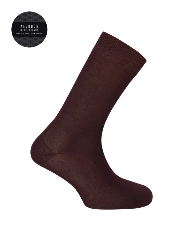 Plain mercerized cotton socks Color Burgundy - 1