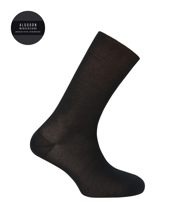 Chaussettes unies en coton mercerisé Couleur Noir - 1