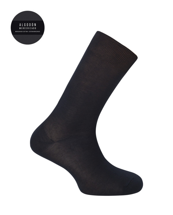 Plain mercerized cotton socks Color Navy - 1