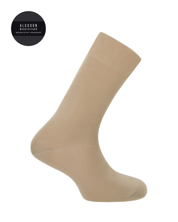 Plain mercerized cotton socks Color Beige - 1