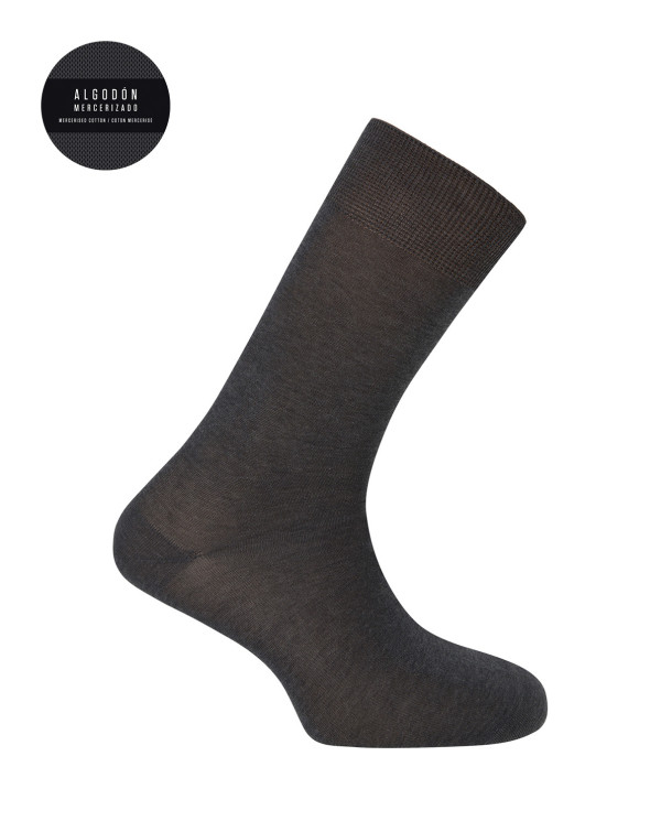 Chaussettes unies en coton mercerisé Couleur Gris fonce - 1