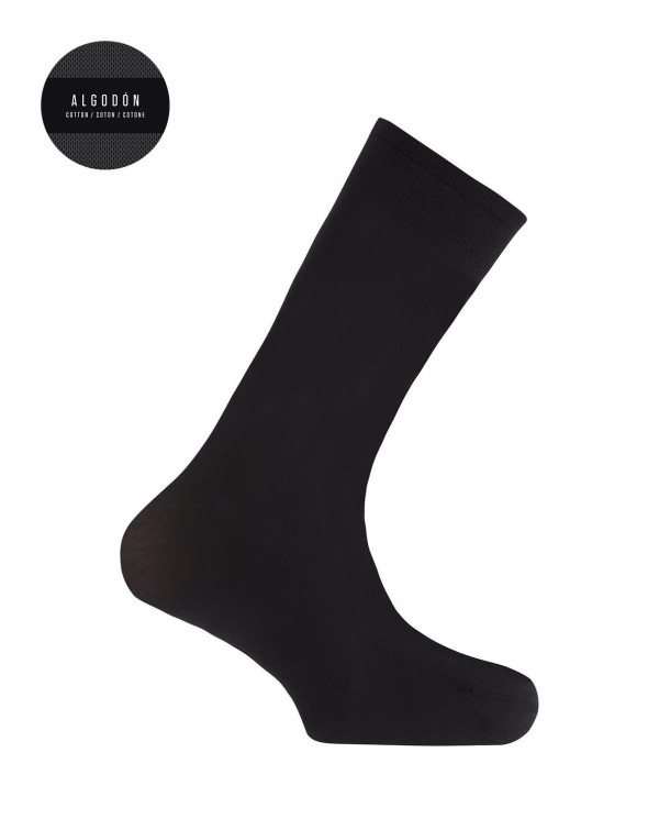 Chaussettes unies en coton - Manager Couleur Noir - 1