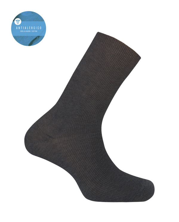 Chaussettes côtelées en coton mercerisé - Antialérgico Couleur Gris fonce - 1