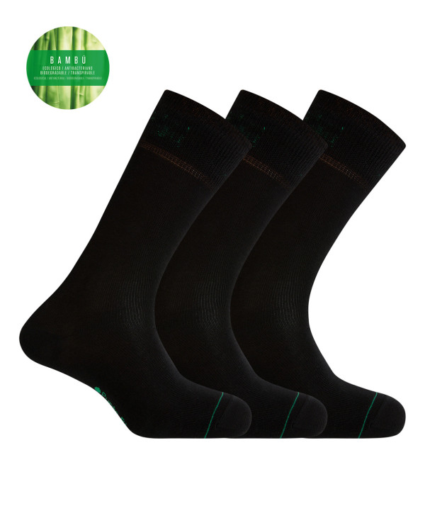 Pack de 3 calcetines de bambú lisos - Deodorant Color Negro - 1